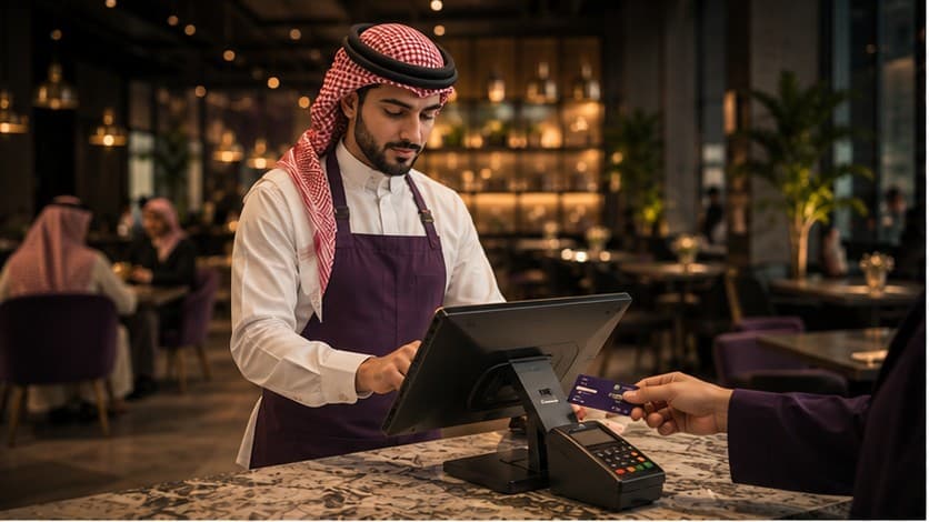 كاشير يستخدم نقاط بيع أودو متوافقة مع هيئة الزكاة في مقهى سعودي